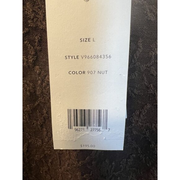 Vince Jacquard Crewneck Lace Top Large Brown Wool Blend Long Sleeve Fitted NWT - Picture 5 of 8